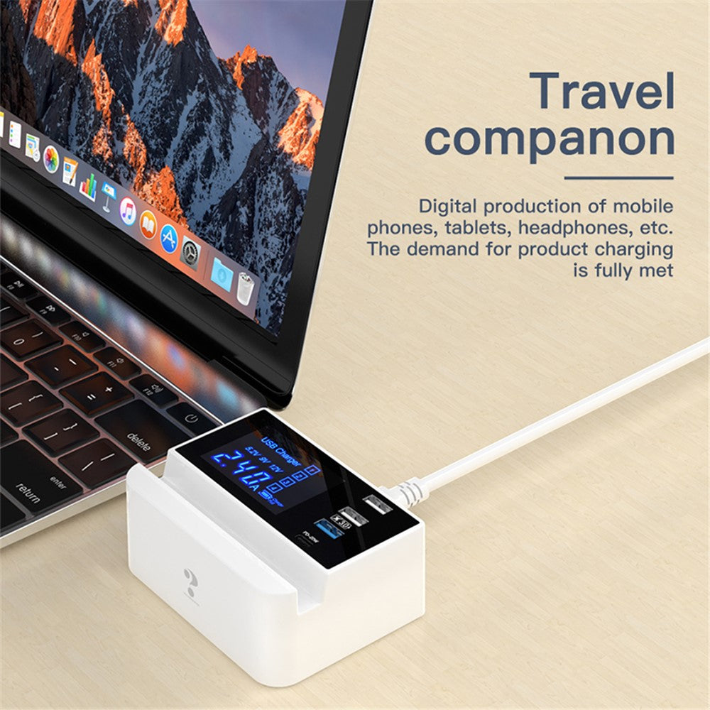 WIN HOW SOLUTION YC-CDA26D Quick Charge 3.0 USB +PD 20W Type-C hurtigopladningsstation 4-ports oplader [CE-certificeret]