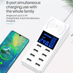 VINN HUR LÖSNING YC-CDA31 8 USB-portar 40W mobiltelefon surfplatta laddningshubb med stor LED-skärm