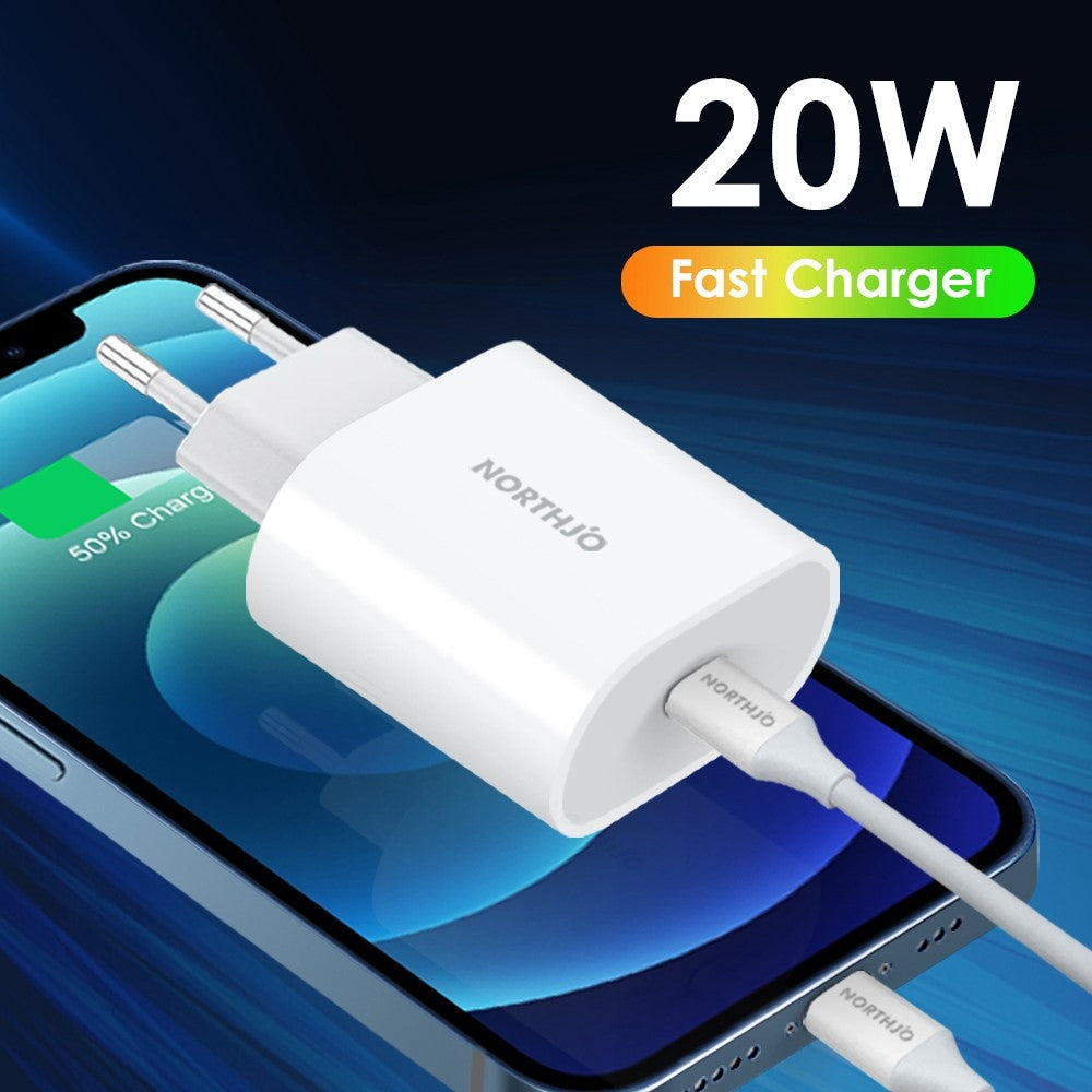 NORTHJO NOPD200101 Type-C Port Wall Charger PD 20W Phone Tablet Fast Charging Adapter