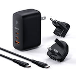 MCDODO CH-8442 MDD Mecha Series US-stik 65W GaN3.0 Dobbelt Type-C+USB Rejseopladeradapter med Type-C-kabel og EU+UK-stik