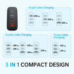 MCDODO CH-8442 MDD Mecha Series US Plug 65W GaN3.0 Dual Type-C+USB Travel Charger Adapter with Type-C Cable and EU+UK Plug