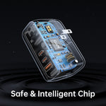 MCDODO CH-8442 MDD Mecha Series US-stik 65W GaN3.0 Dobbelt Type-C+USB Rejseopladeradapter med Type-C-kabel og EU+UK-stik