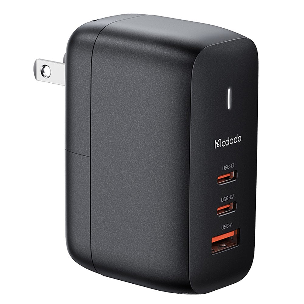 MCDODO CH-8442 MDD Mecha Series US Plug 65W GaN3.0 Dual Type-C+USB Travel Charger Adapter with Type-C Cable and EU+UK Plug