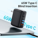 MCDODO CH-8442 MDD Mecha Series US-stik 65W GaN3.0 Dobbelt Type-C+USB Rejseopladeradapter med Type-C-kabel og EU+UK-stik