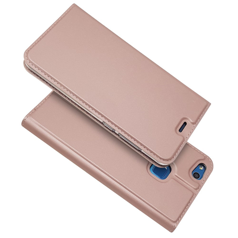 Självabsorberande magnetiskt läderfodral med stativ till Huawei P10 Lite
