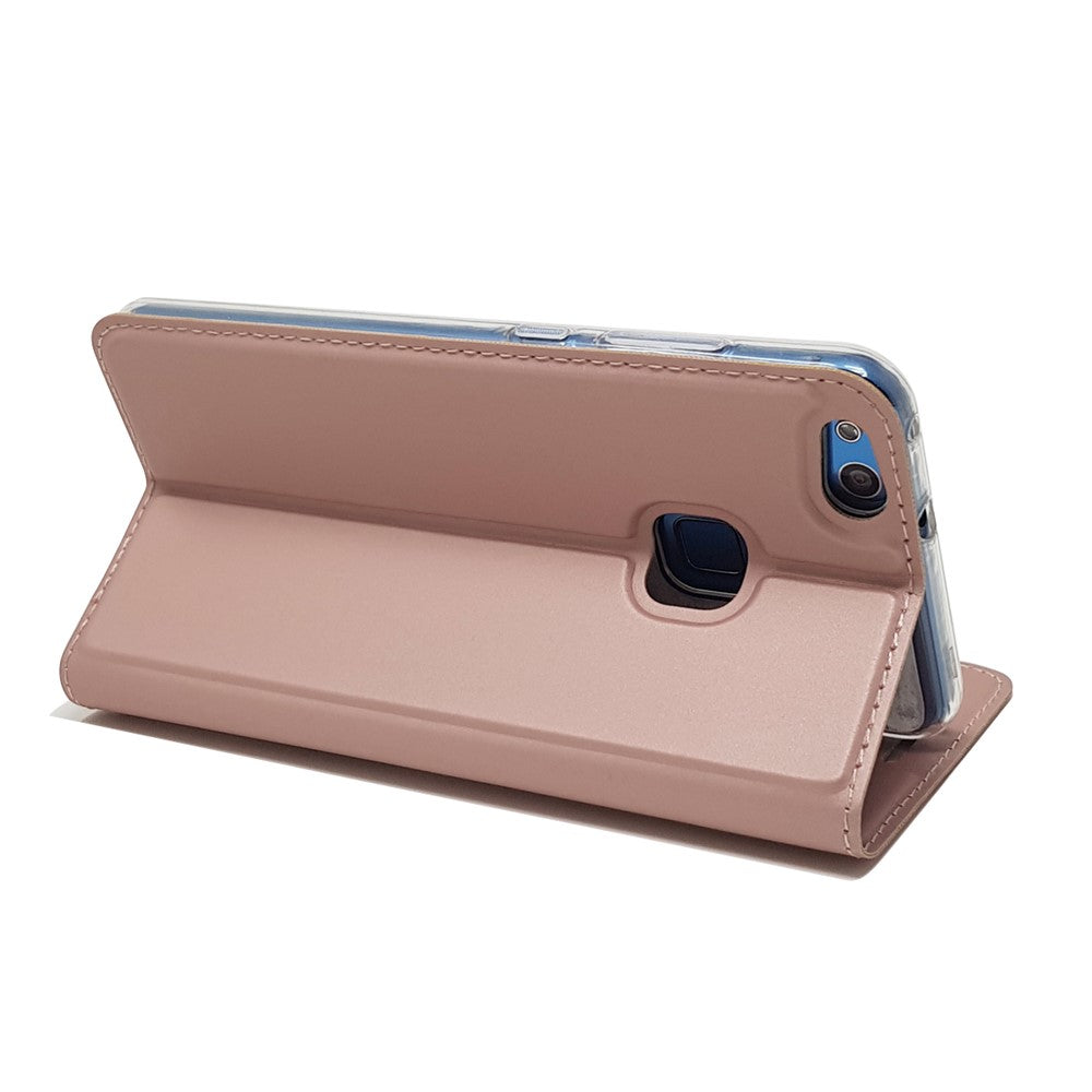 Självabsorberande magnetiskt läderfodral med stativ till Huawei P10 Lite