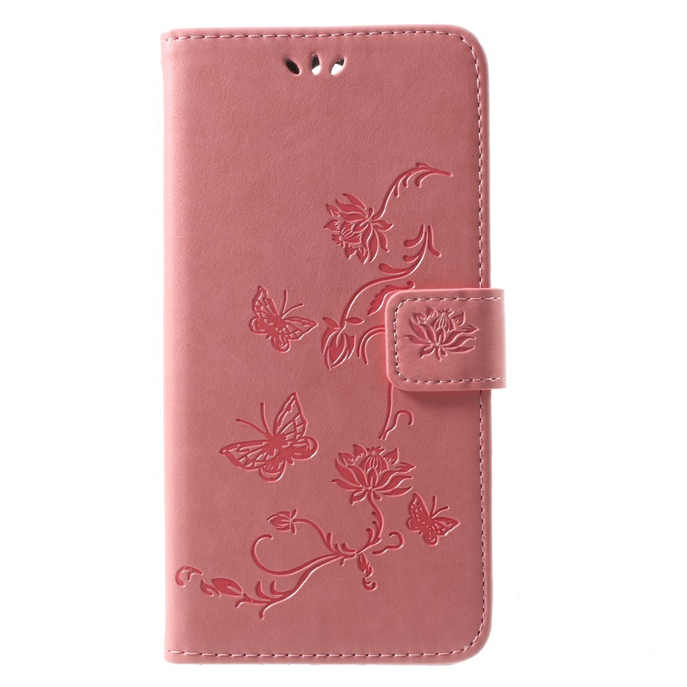 Läderplånboksfodral med fjärilsblommor i läder till Huawei Mate 10 Lite / nova 2i / maimang 6 / honor 9i (Indien)