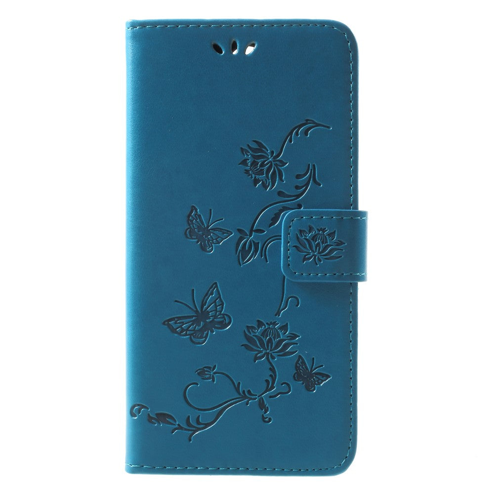 Läderplånboksfodral med fjärilsblommor i läder till Huawei Mate 10 Lite / nova 2i / maimang 6 / honor 9i (Indien)