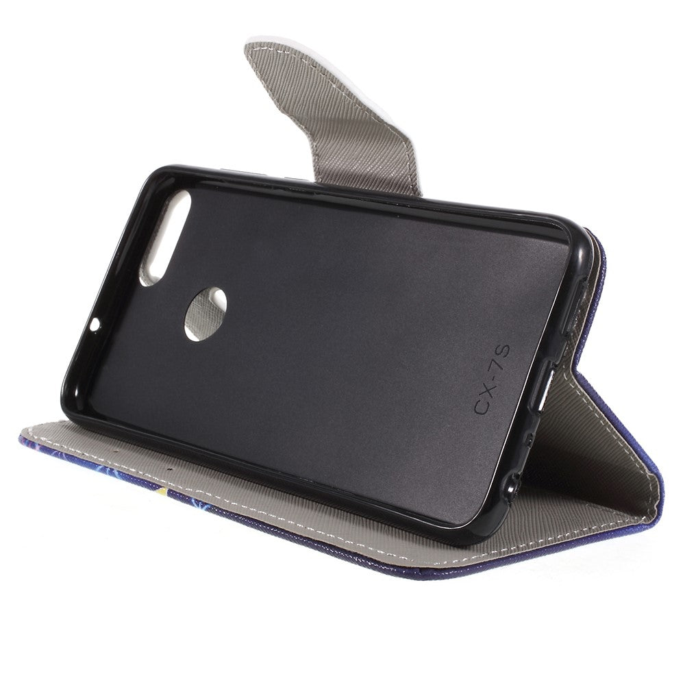Pattern Printing Cross Grain Wallet Stand Leather Flip Cover for Huawei P Smart / Enjoy 7S