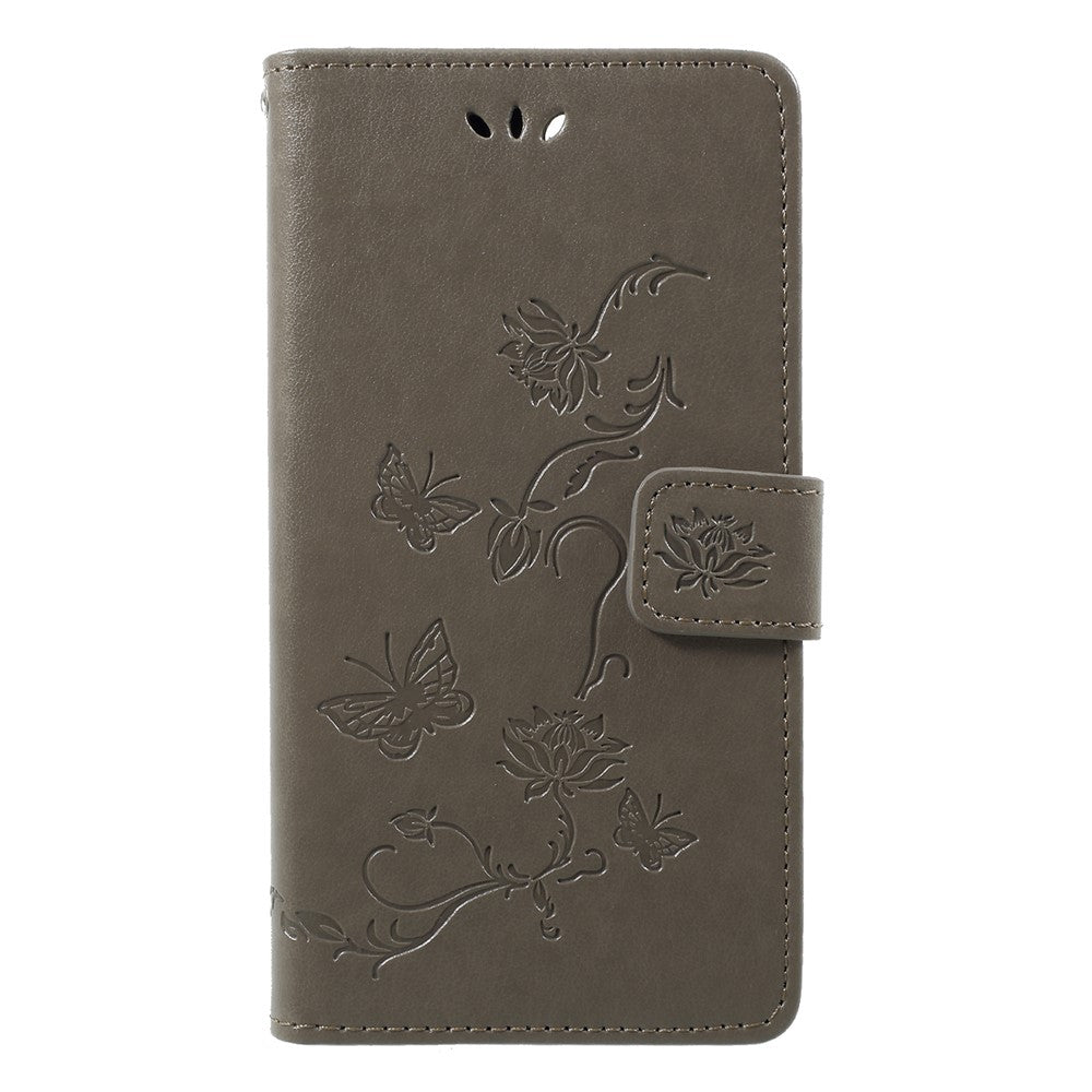 Imprint Butterfly Flower Wallet Stand Leather Cover for Huawei P Smart / Enjoy 7S