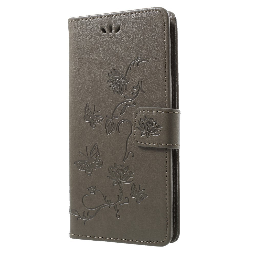 Imprint Butterfly Flower Wallet Stand Leather Cover for Huawei P Smart / Enjoy 7S