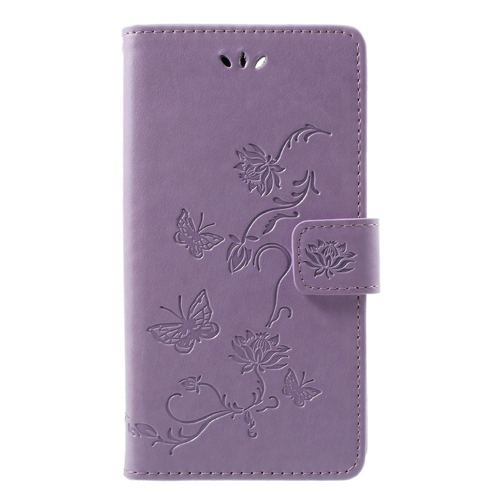 Imprint Butterfly Flower Wallet Leather Phone Case for Huawei Honor 9 Lite / Honor 9 Youth Edition