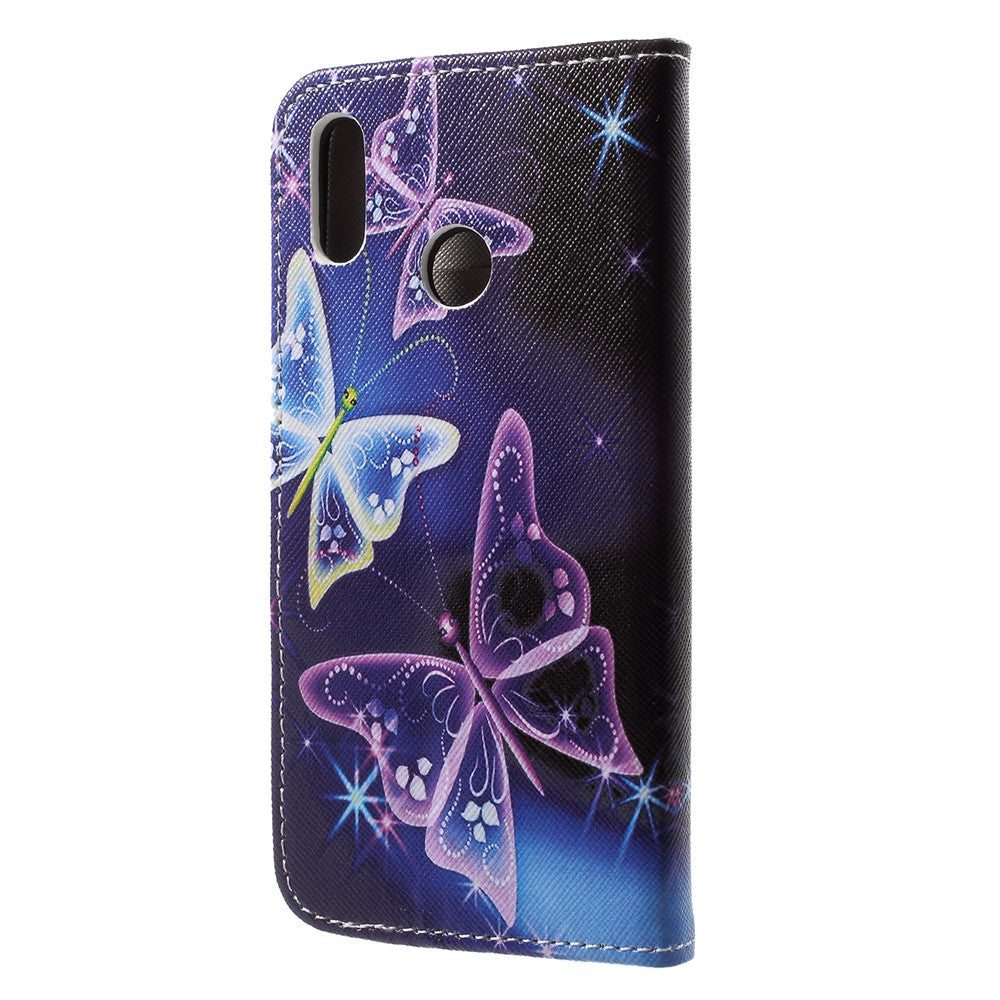 Mönstertryckt läderplånboksfodral med korthållare för Huawei P20 Lite / Nova 3e
