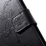Läderfodral med fjärilsmotiv och blommotiv för Huawei P20 Pro