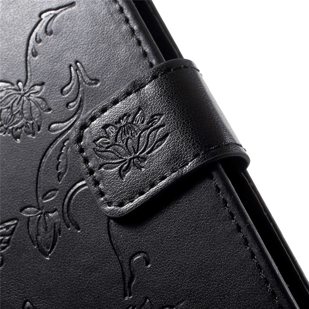 Läderfodral med fjärilsmotiv och blommotiv för Huawei P20 Pro