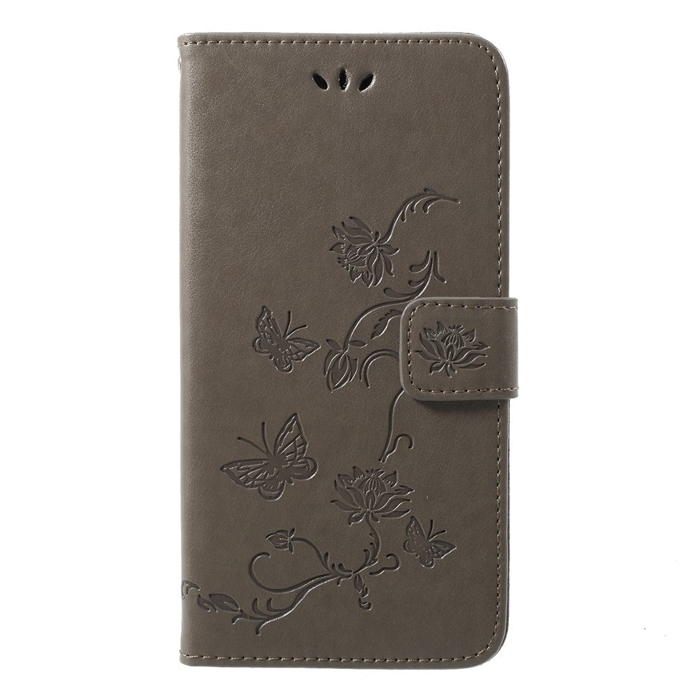 Läderfodral med fjärilsmotiv och blommotiv för Huawei P20 Pro