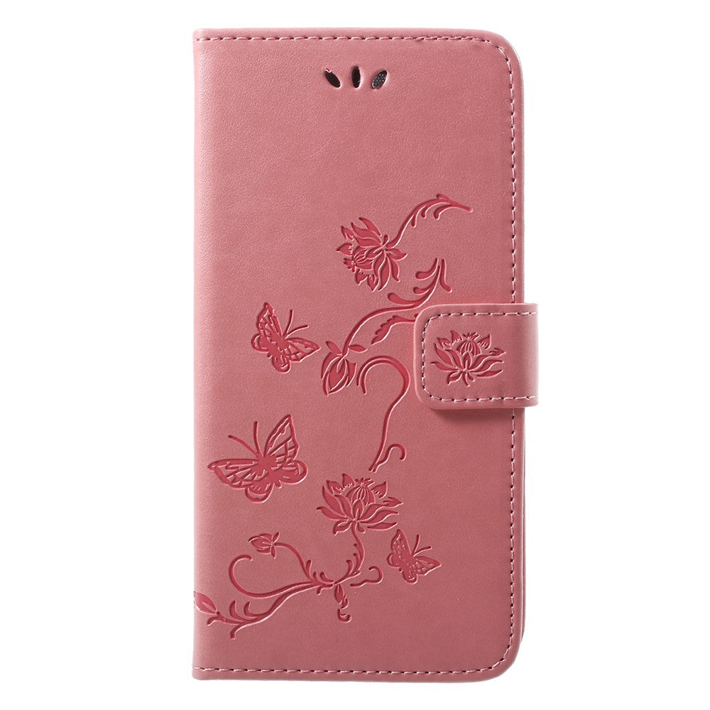 Läderfodral med fjärilsmotiv och blommotiv för Huawei P20 Pro