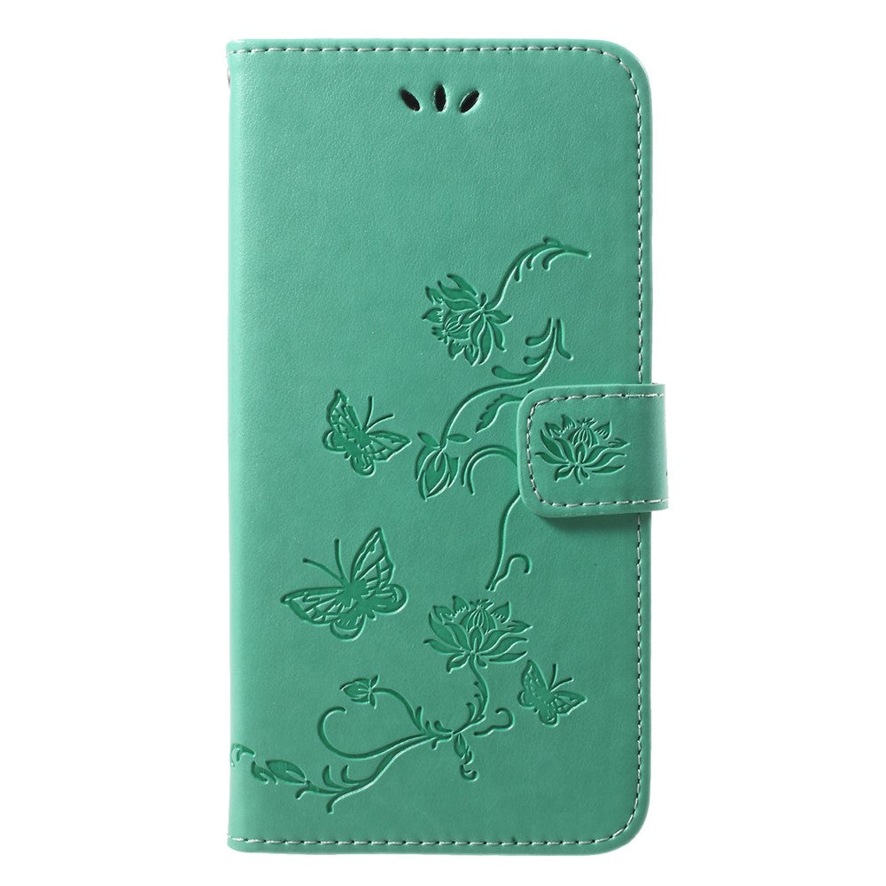 Läderfodral med fjärilsmotiv och blommotiv för Huawei P20 Pro