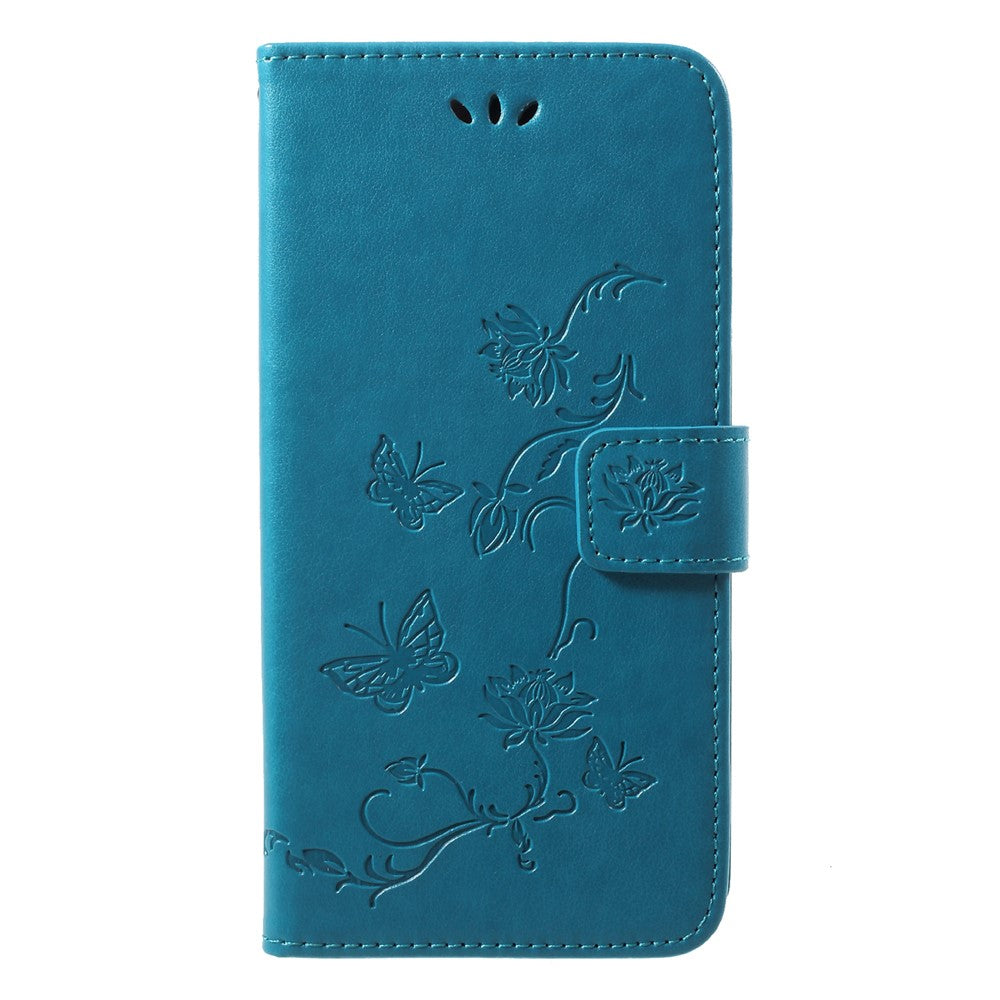 Läderfodral med fjärilsmotiv och blommotiv för Huawei P20 Pro