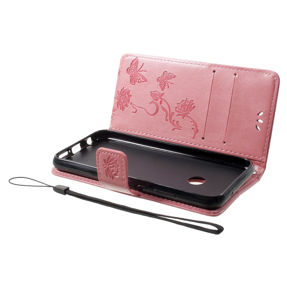 Imprint Butterfly Flower Folio Flip PU Leather Wallet Phone Case for Huawei P20 Lite / Nova 3e