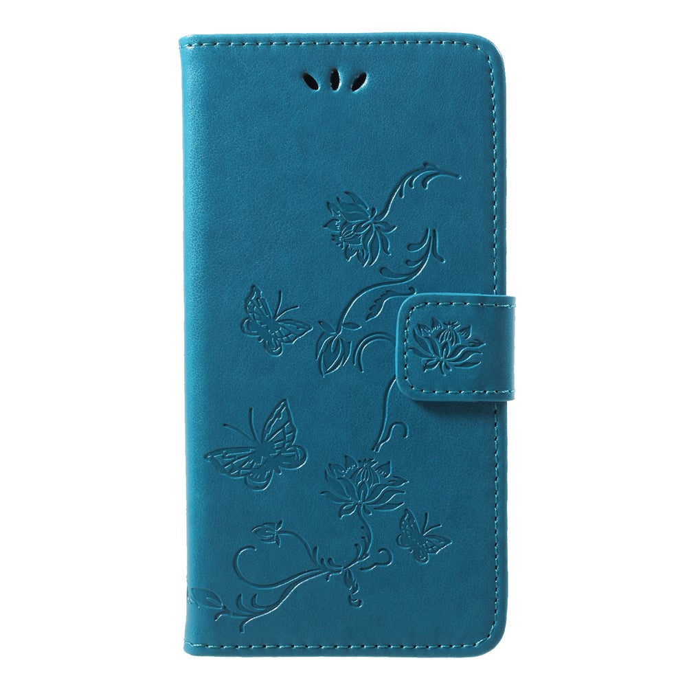Imprint Butterfly Flower Folio Flip PU Leather Wallet Phone Case for Huawei P20 Lite / Nova 3e