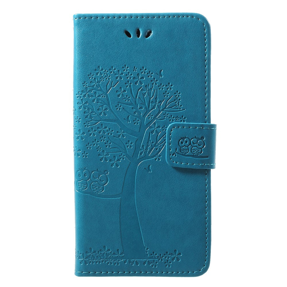 Plånboksfodral i PU-läder med träd och ugglamönster till Huawei P20 Lite / Nova 3e