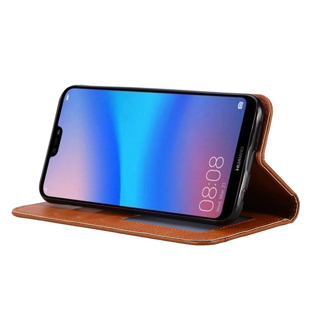 Auto-absorbed Leather Wallet Mobile Shell Case for Huawei P20 Lite / Nova 3e