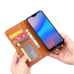 Auto-absorbed Leather Wallet Mobile Shell Case for Huawei P20 Lite / Nova 3e