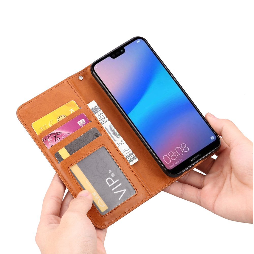 Auto-absorbed Leather Wallet Mobile Shell Case for Huawei P20 Lite / Nova 3e
