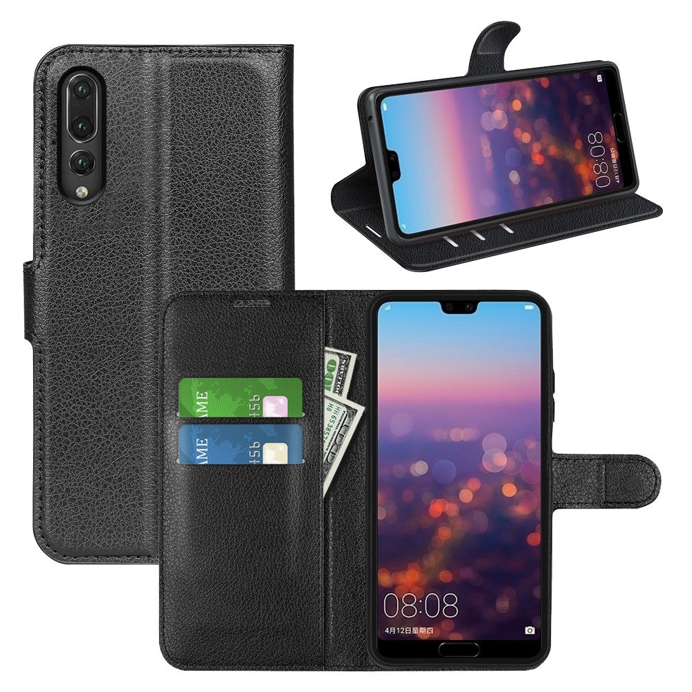 Huawei P20 Litchy Texture Plånboksfodral i Läder med mobiltillbehör