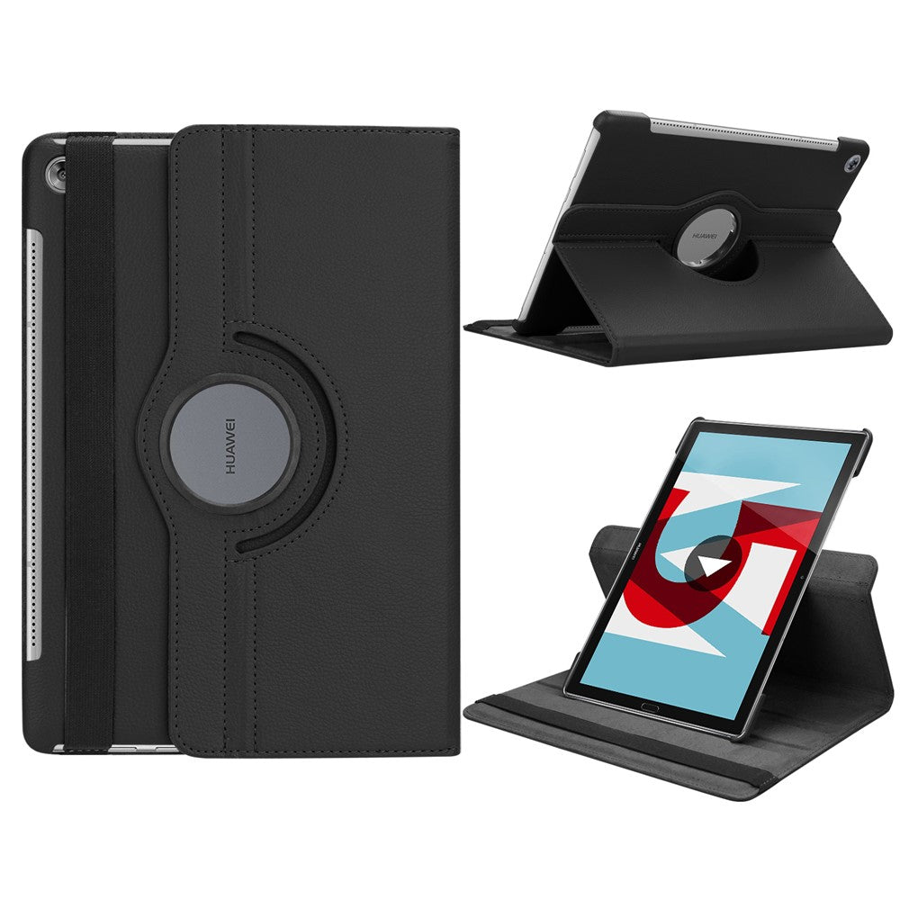 Litchi Grain Leather Stand Tablet Case for Huawei Mediapad M5 10 / M5 10 (Pro) with Elastic Band