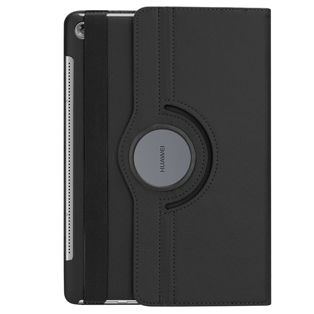 Litchi Grain Leather Stand Tablet Case for Huawei Mediapad M5 10 / M5 10 (Pro) with Elastic Band