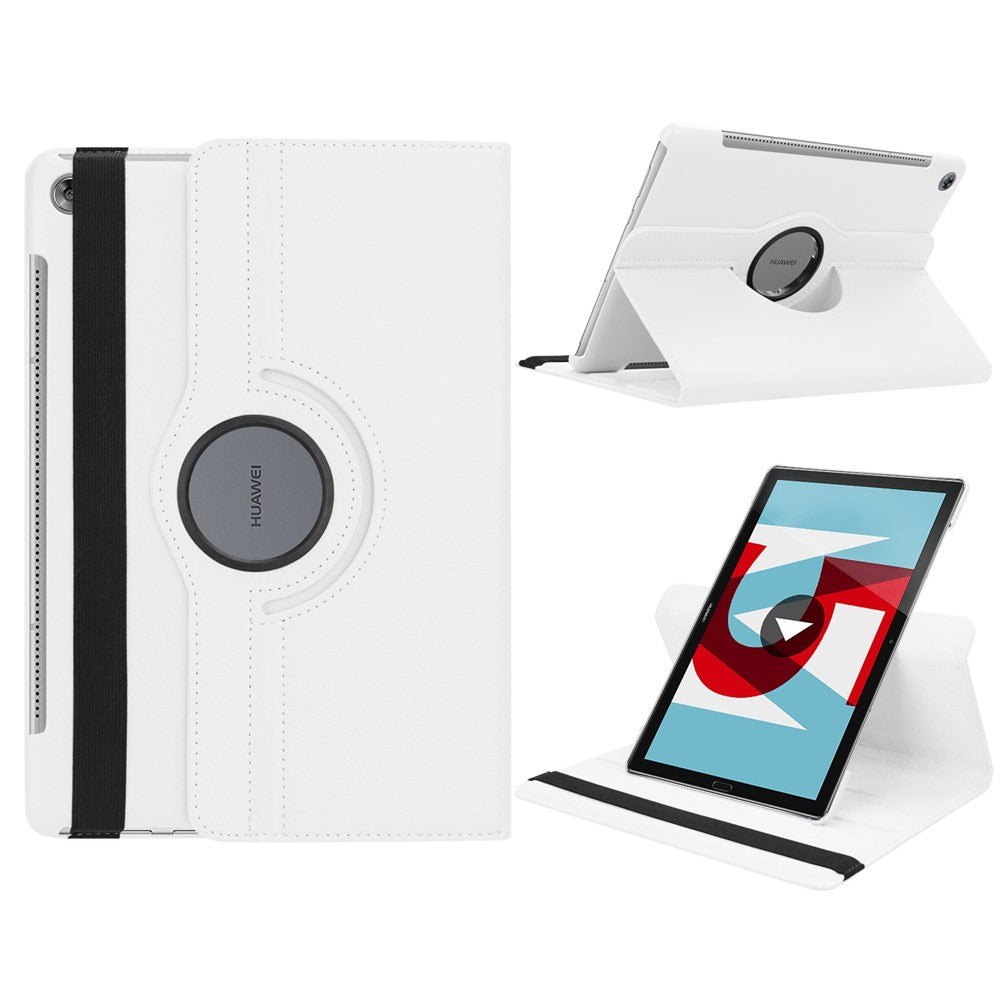 Litchi Grain Leather Stand Tablet Case for Huawei Mediapad M5 10 / M5 10 (Pro) with Elastic Band