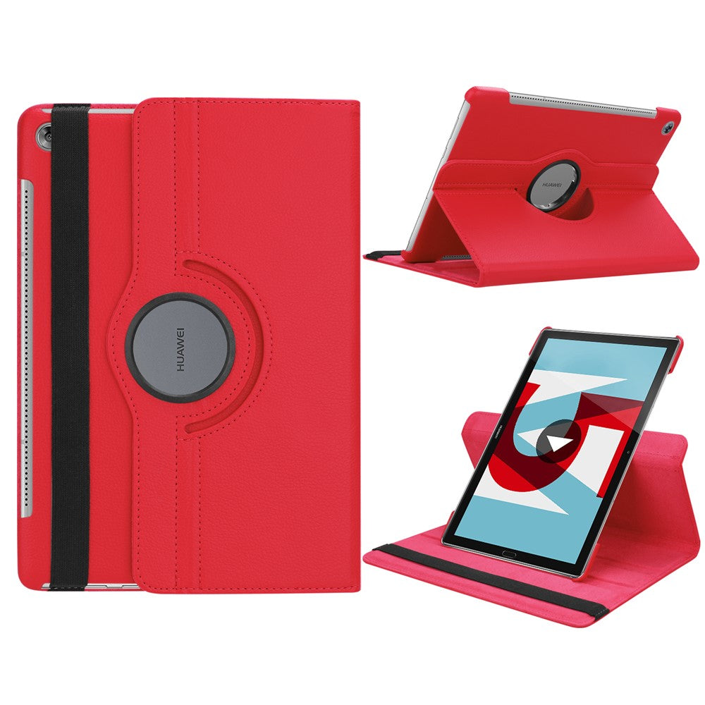 Litchi Grain Leather Stand Tablet Case for Huawei Mediapad M5 10 / M5 10 (Pro) with Elastic Band