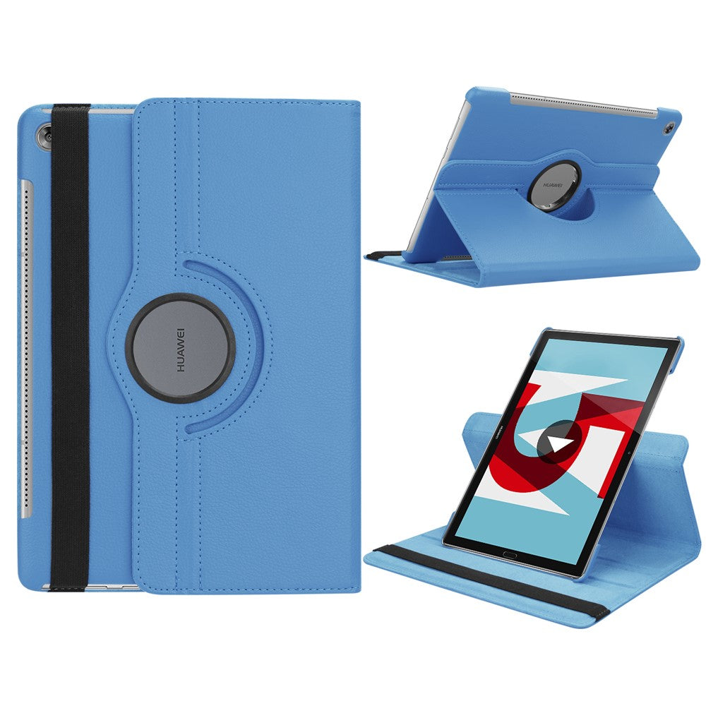 Litchi Grain Leather Stand Tablet Case for Huawei Mediapad M5 10 / M5 10 (Pro) with Elastic Band
