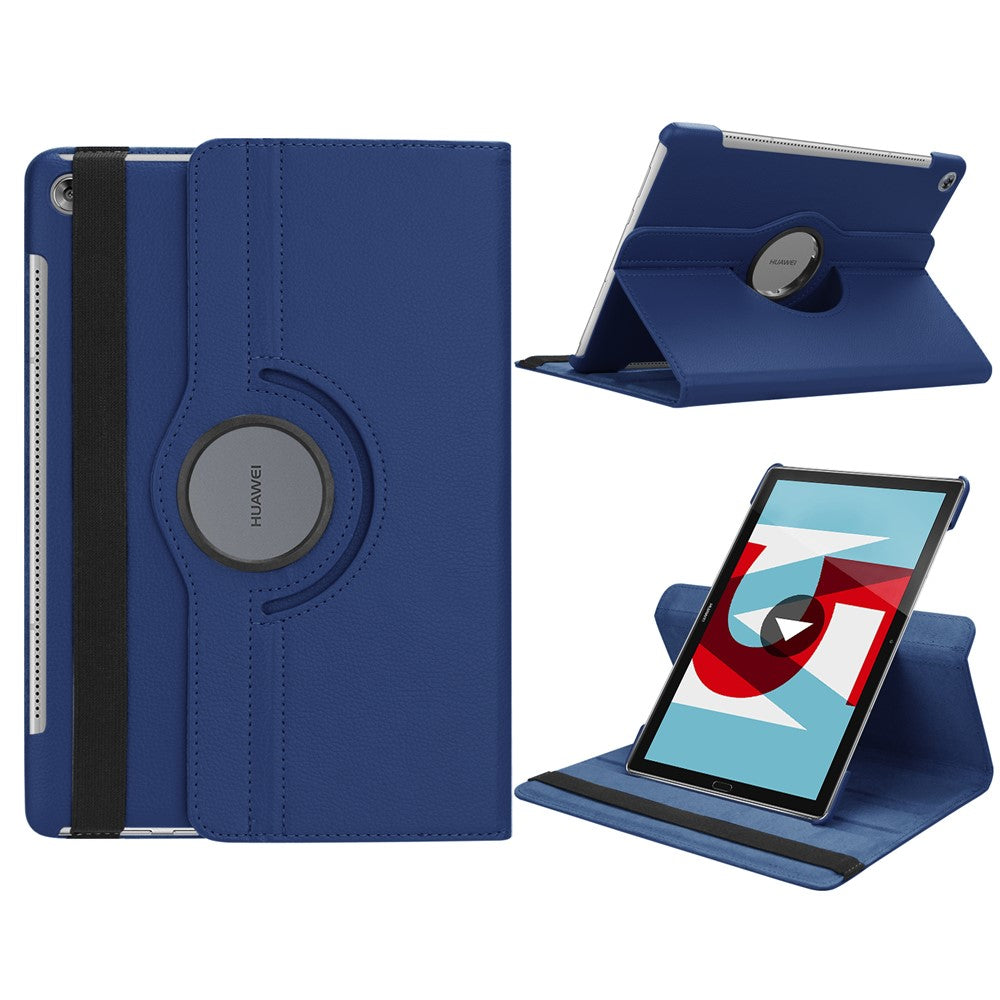 Litchi Grain Leather Stand Tablet Case for Huawei Mediapad M5 10 / M5 10 (Pro) with Elastic Band