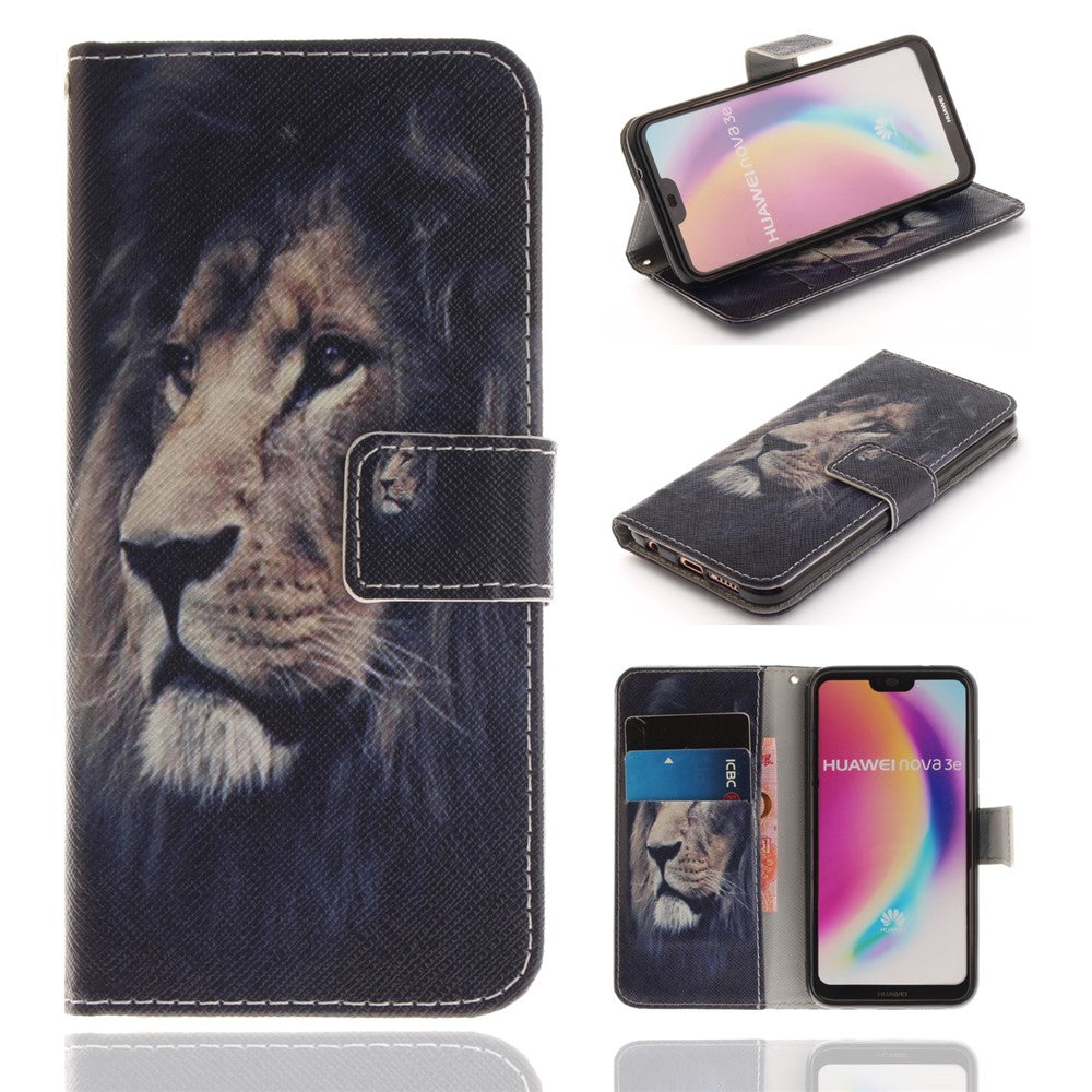 Mönstrat plånboksfodral i PU-läder för Huawei P20 Lite / Nova 3e