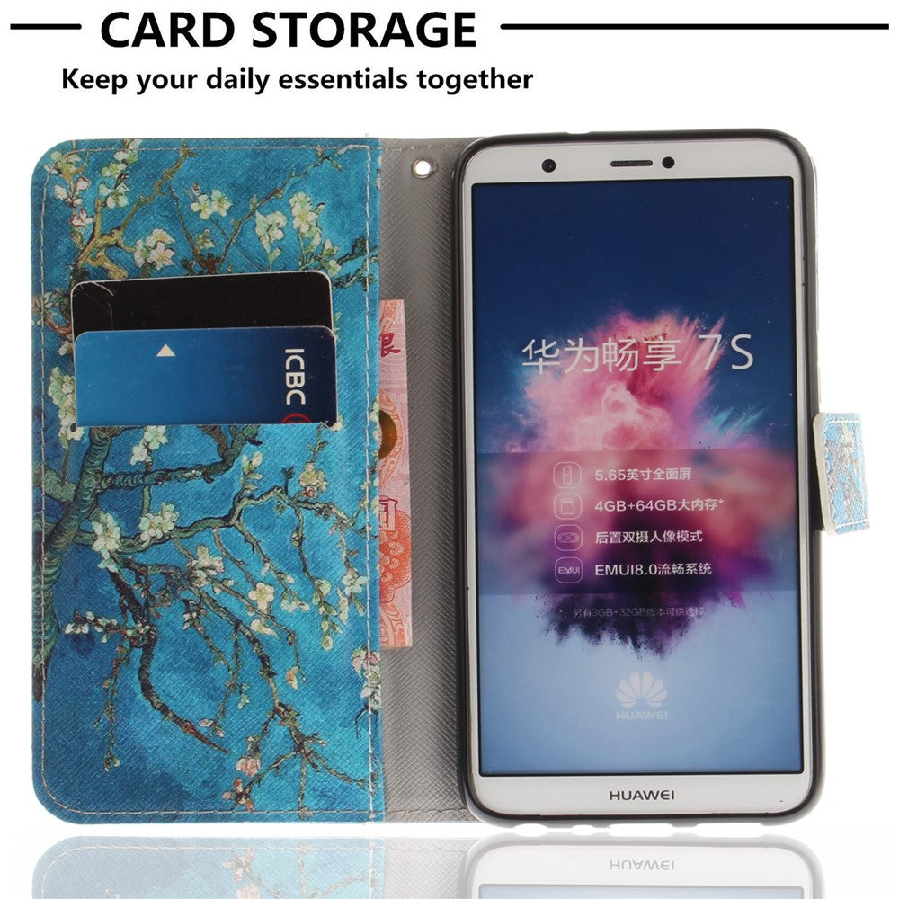 Mönstrat Plånboksfodral i PU-läder för Huawei P Smart / Enjoy 7S