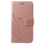Imprint Butterfly Flower Leather Wallet Stand Flip Case for Huawei P Smart / Enjoy 7S