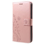 Imprint Butterfly Flower Leather Wallet Stand Flip Case for Huawei P Smart / Enjoy 7S
