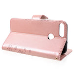 Imprint Butterfly Flower Leather Wallet Stand Flip Case for Huawei P Smart / Enjoy 7S