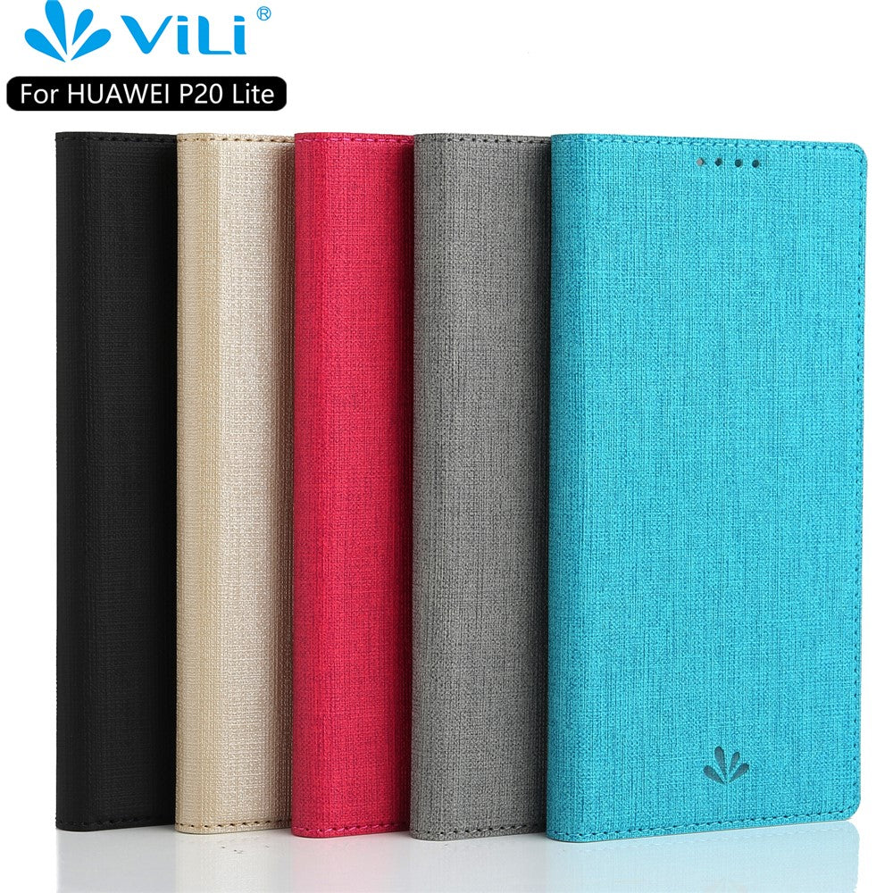 VILI DMX Autoabsorberande Korthållare Läderfodral för Huawei P20 Lite / Nova 3e