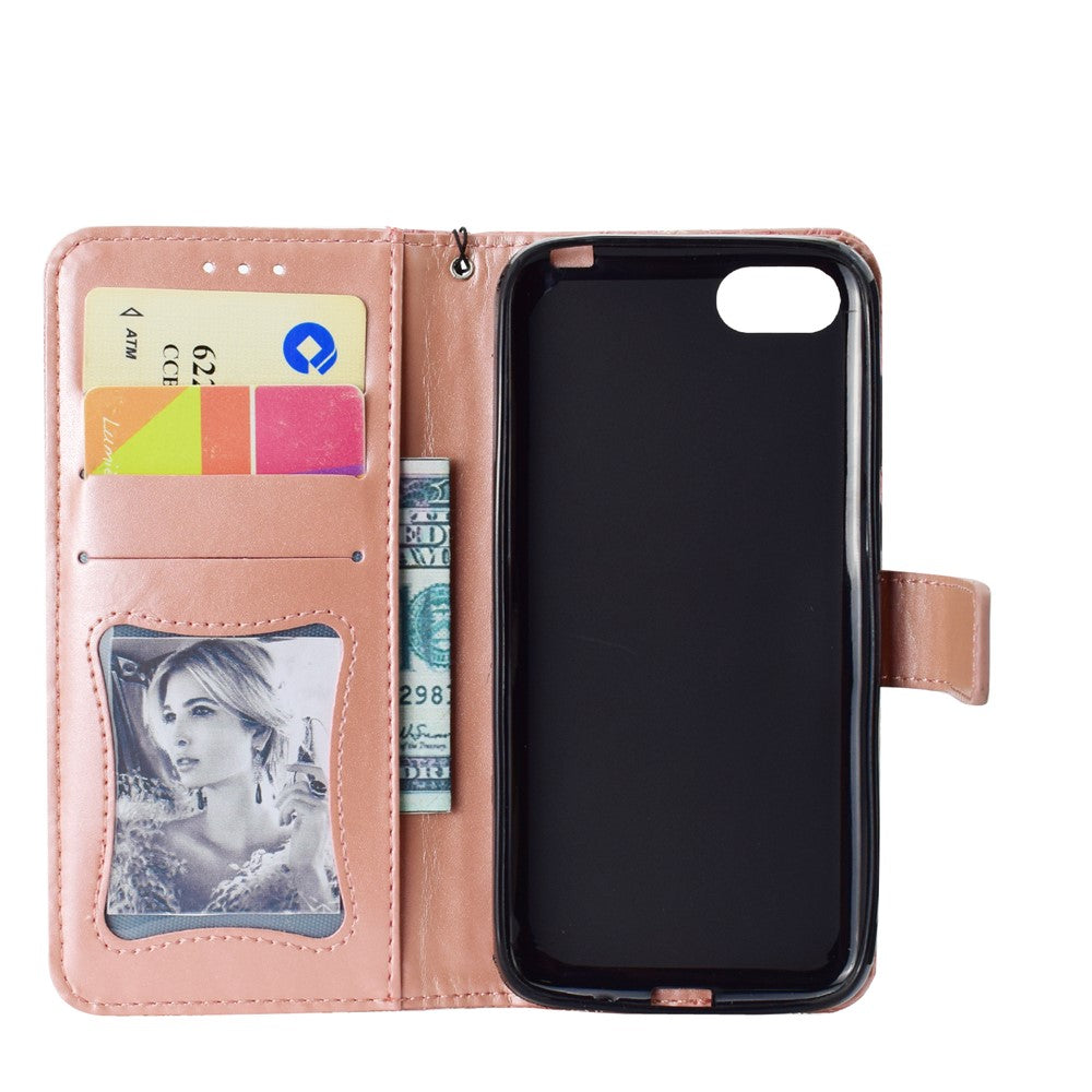 Imprint Leaf Leather Stand Wallet Phone Shell for Huawei Y5 (2018) / Y5 Prime (2018) / Honor 7s / Play 7