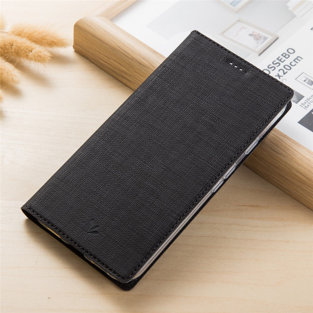 VILI DMX Cross Texture Card Holder Leather Stand Cover for Huawei P Smart+ /nova 3i