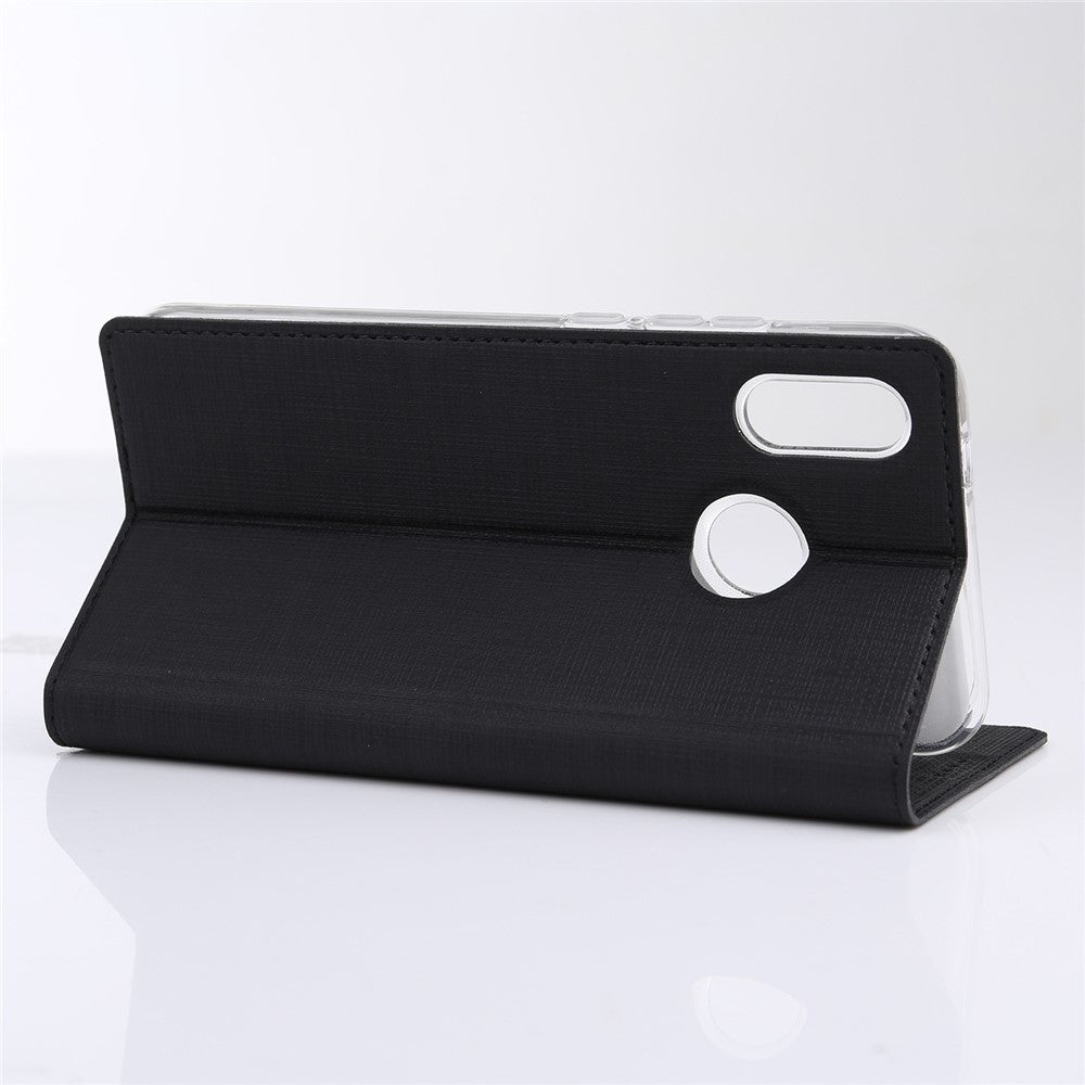 VILI DMX Cross Texture Card Holder Leather Stand Cover for Huawei P Smart+ /nova 3i