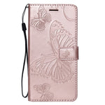 KT Imprinting Flower Series-2 Imprint Butterfly Flower Läderplånbok Magnetiskt Stativskal till Huawei Mate 20 Lite