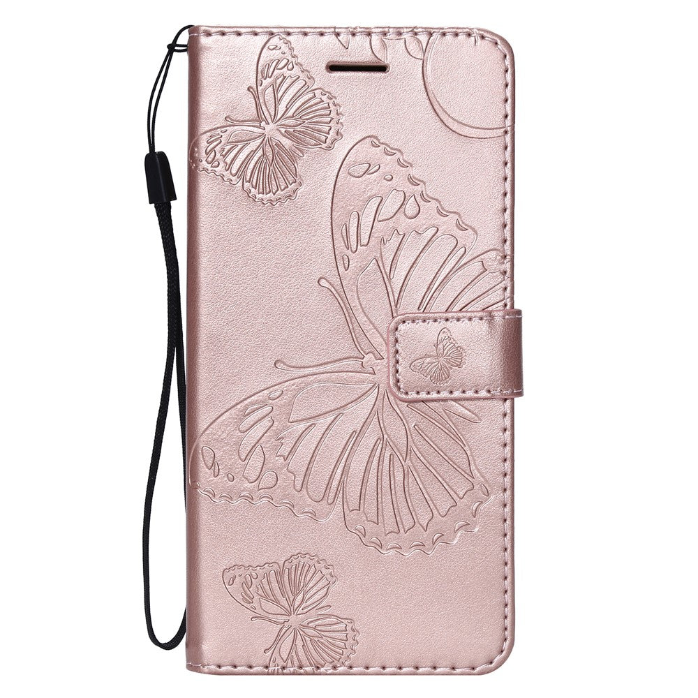 KT Imprinting Flower Series-2 Imprint Butterfly Flower Läderplånbok Magnetiskt Stativskal till Huawei Mate 20 Lite