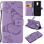 KT Imprinting Flower Series-2 Imprint Butterfly Flower Läderplånbok Magnetiskt Stativskal till Huawei Mate 20 Lite