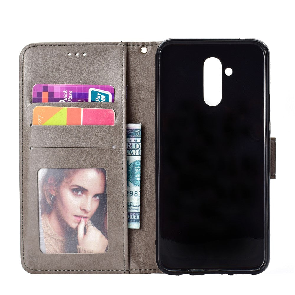 Läderfodral med plånboksfodral och totemmönster till Huawei Mate 20 Lite