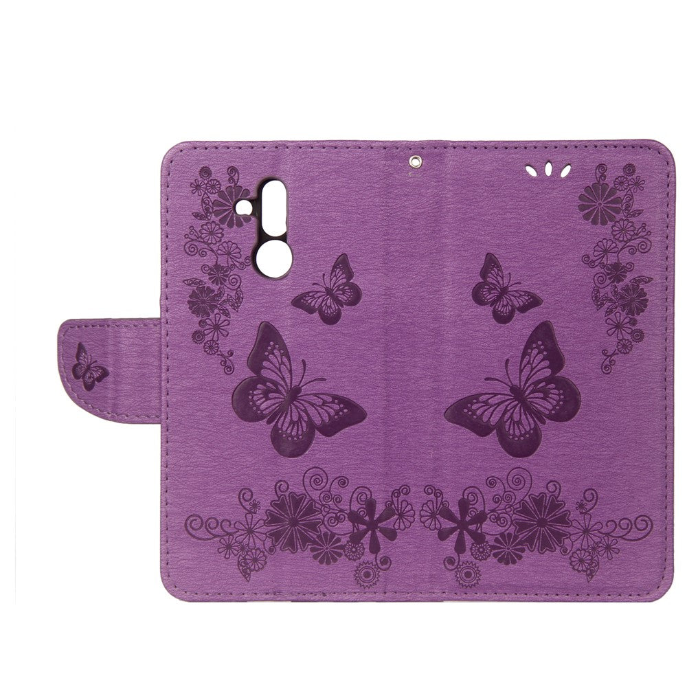 Imprint Butterfly Flower Wallet Leather Magnetic Case for Huawei Mate 20 Lite / Maimang 7